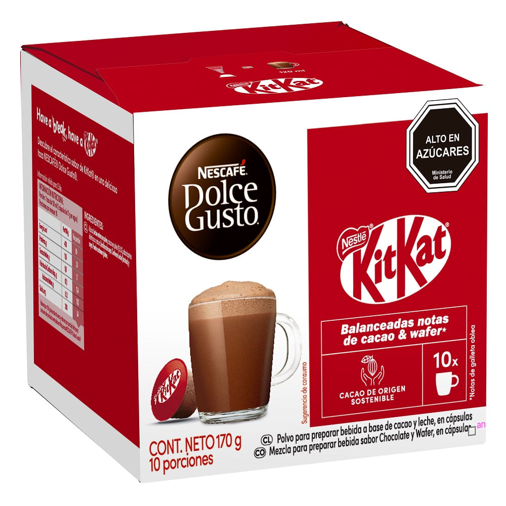 Cápsulas Nescafé Dolce Gusto kit kat 10 un de 17 g