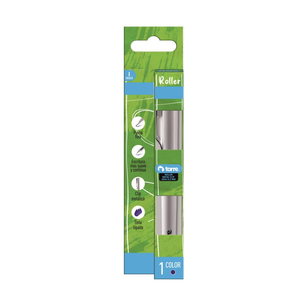Roller clip metal Torre 0.5 mm azul 1 un