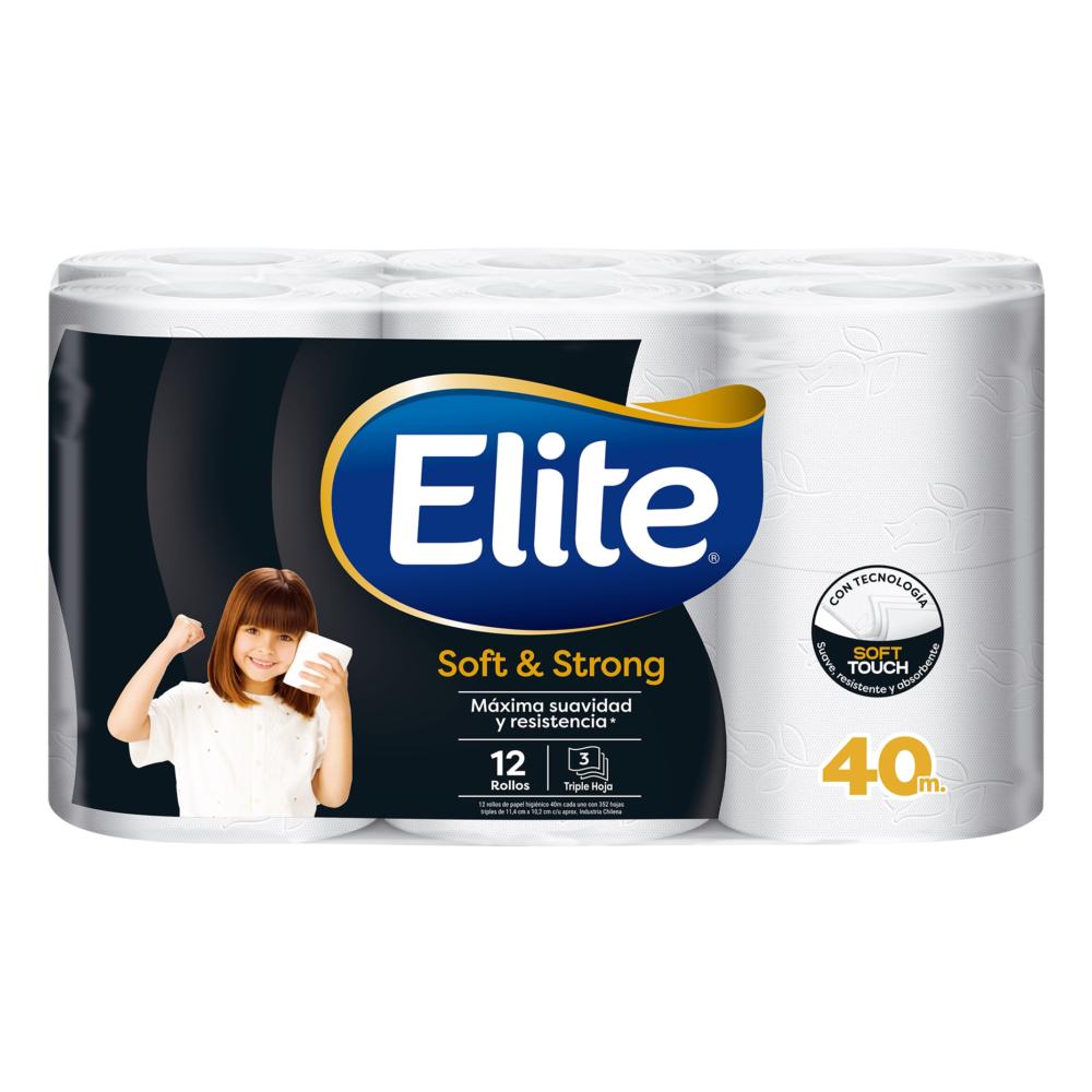 Papel higiénico Elite soft & strong triple hoja 12 un (40 m) Papel higiénico Elite soft & strong triple hoja 12 un (40 m)