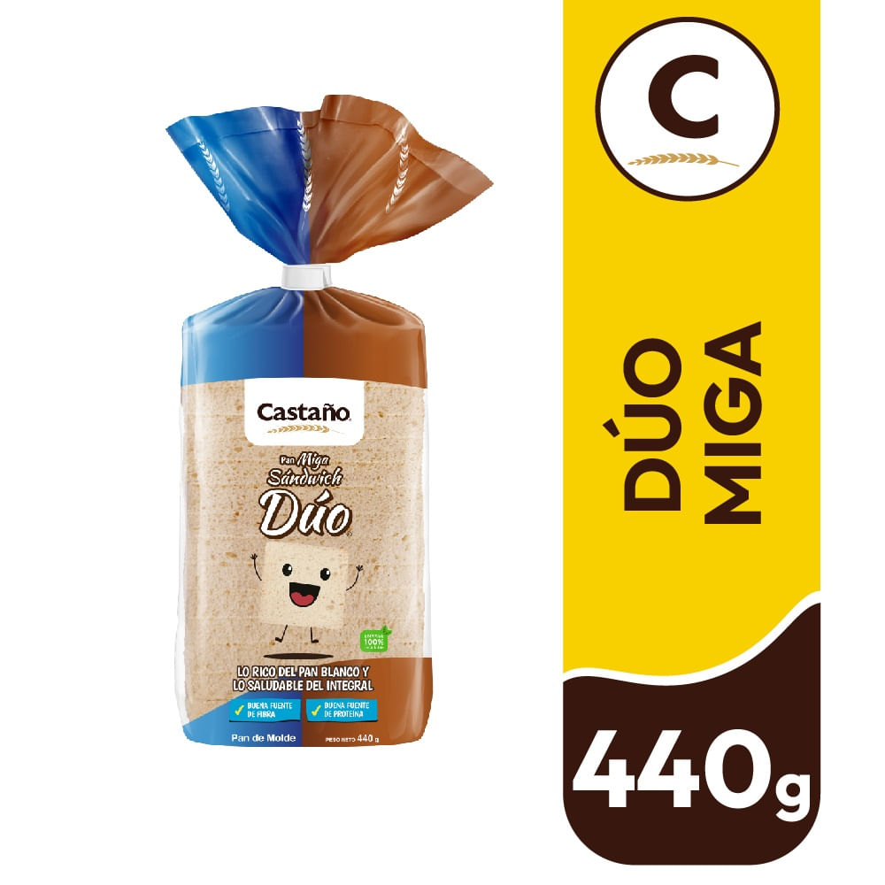 Pan molde Castaño duo miga sandwich bolsa 440 g
