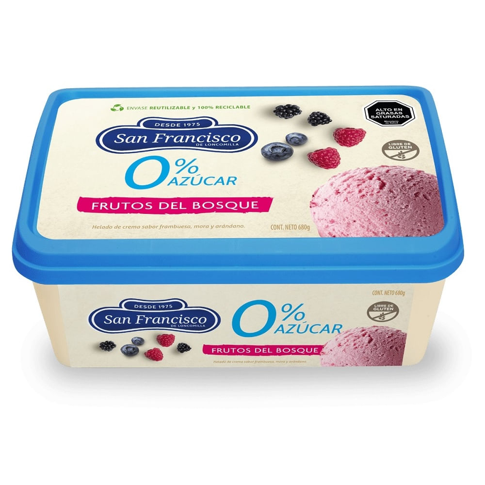 Helado San Francisco 0% azúcar frutos del bosque 680 g
