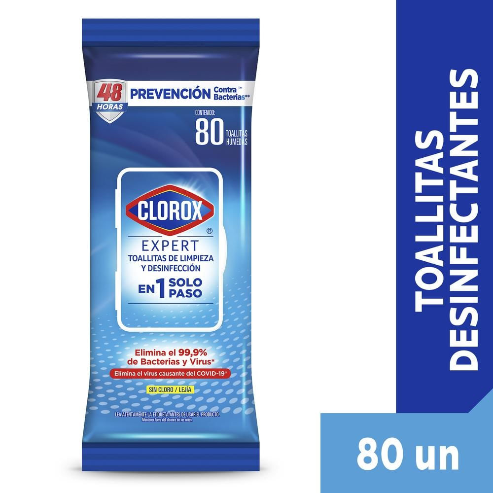 Toallitas desinfectantes Clorox expert 80 un Toallitas desinfectantes Clorox expert 80 un