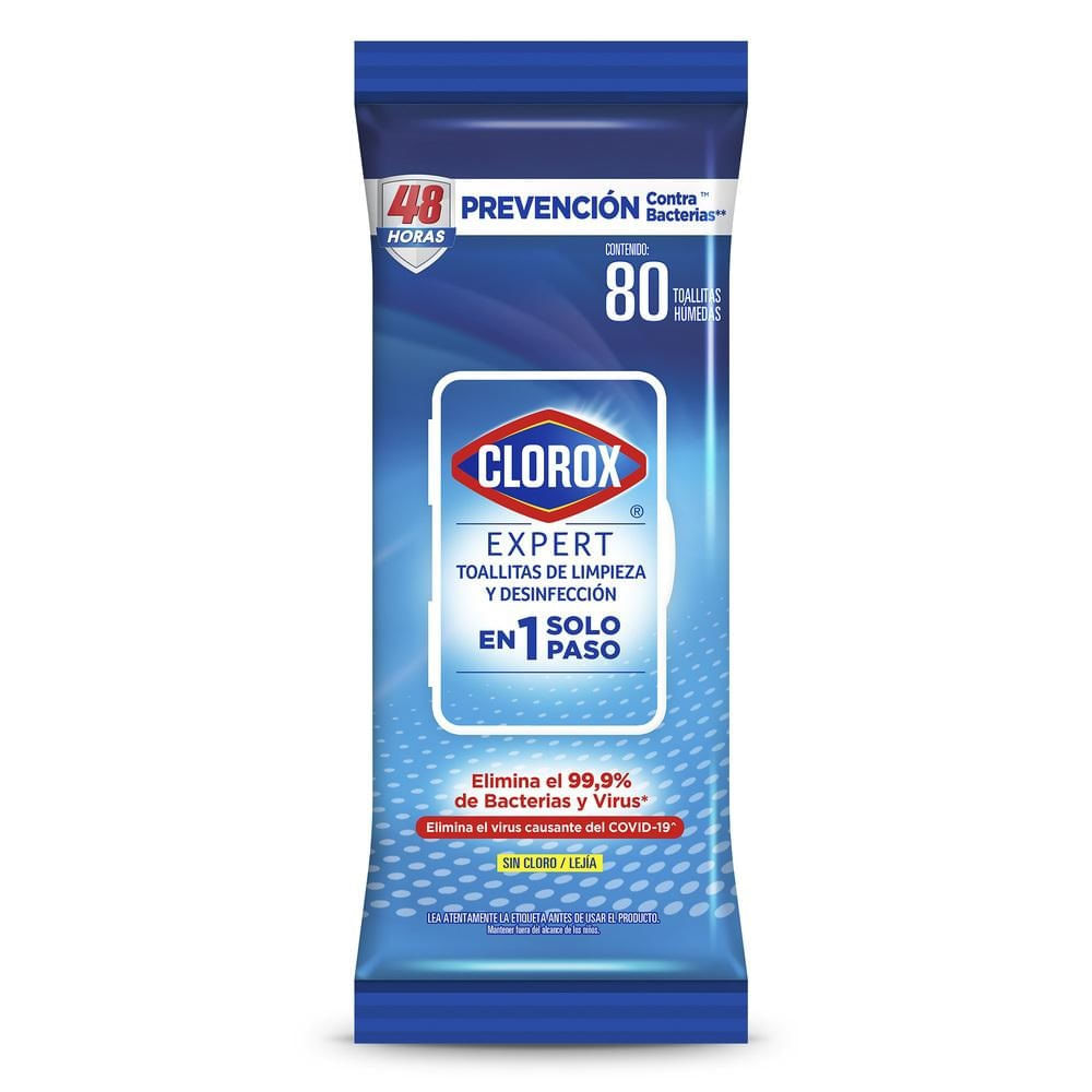 Toallitas desinfectantes Clorox expert 80 un Toallitas desinfectantes Clorox expert 80 un