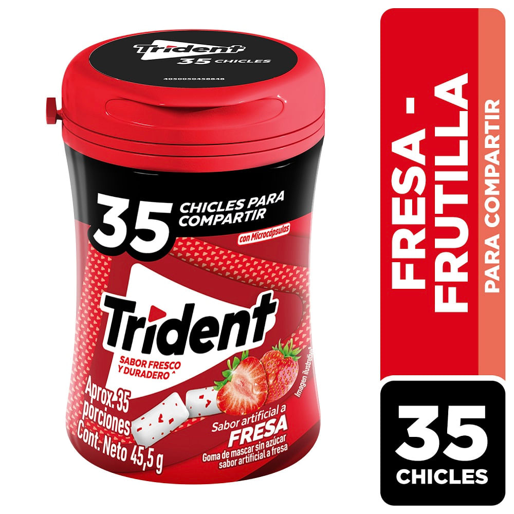 Chicle sin azúcar Trident sabor Frutilla 35 un