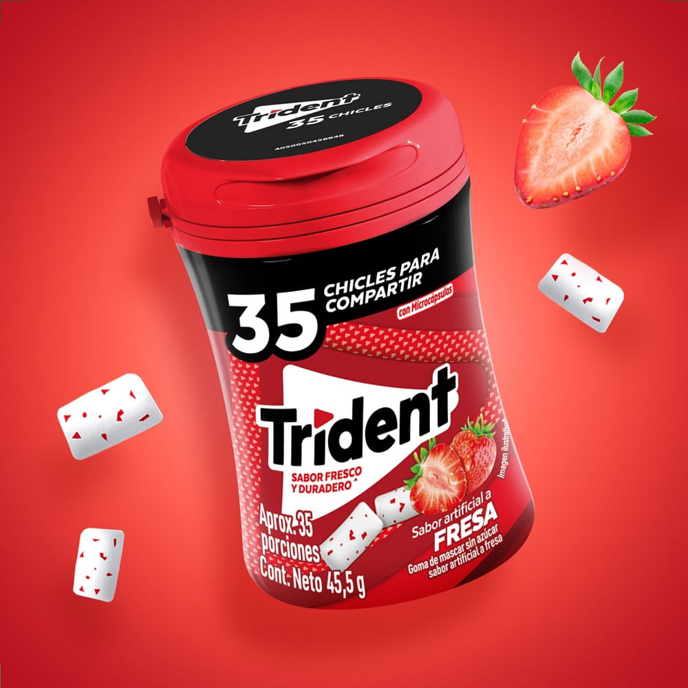 Chicle sin azúcar Trident sabor Frutilla 35 un