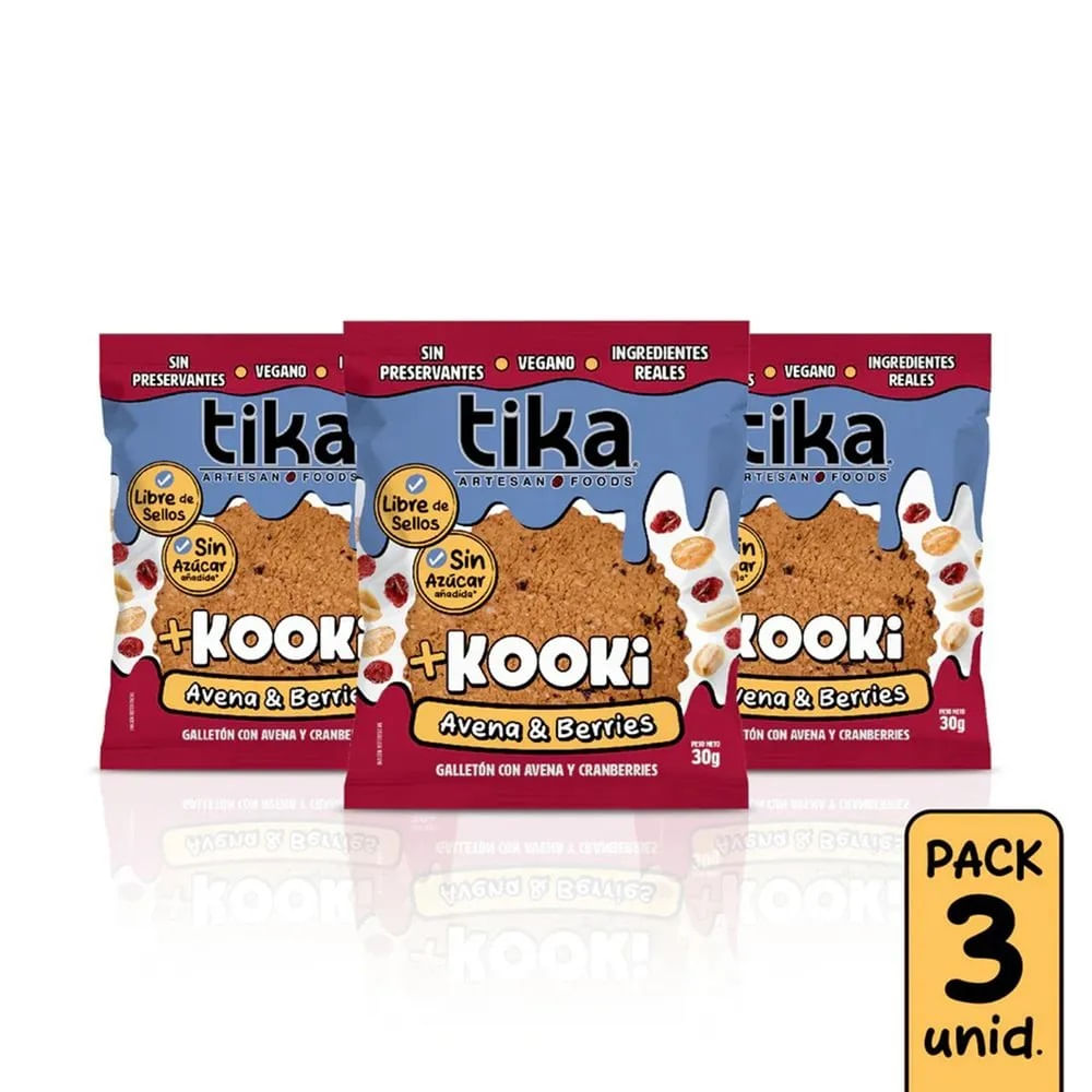 Galletón Kooki Tika avena y berries 3 un de 30 g