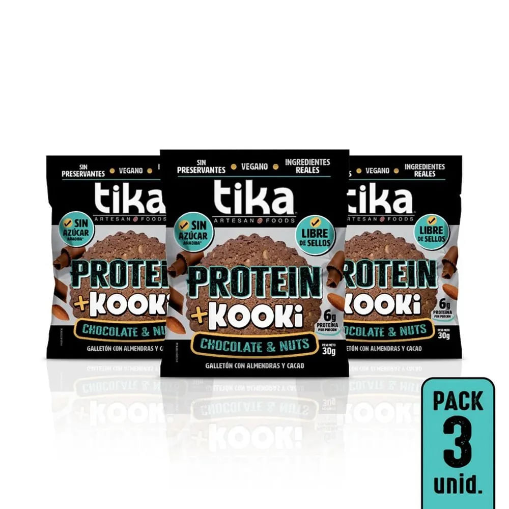 Galletón Kooki Tika chocolate y nuts 3 un de 30 g Galletón Kooki Tika chocolate y nuts 3 un de 30 g