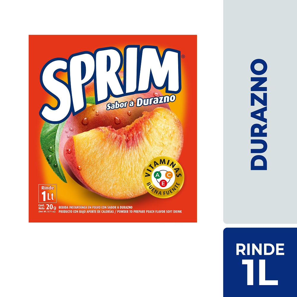 Jugo en polvo Sprim durazno rinde 1 L