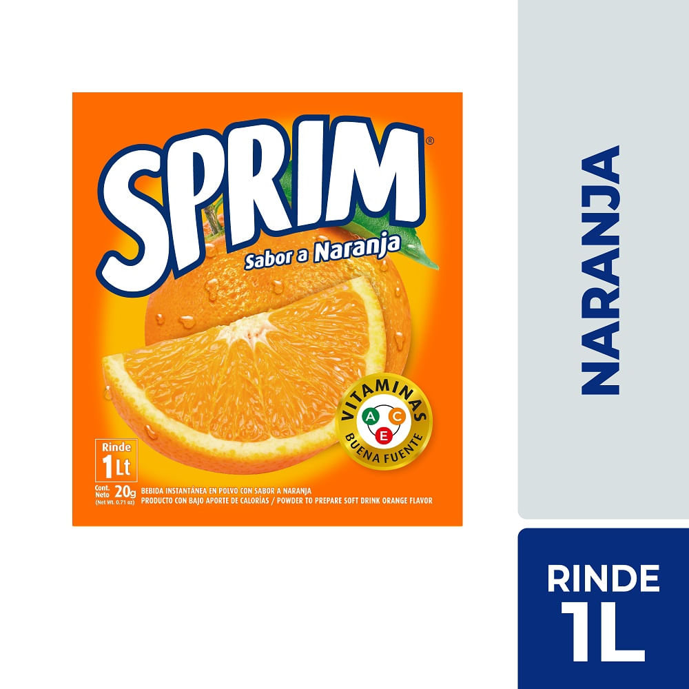 Jugo en polvo Sprim naranja rinde 1 L