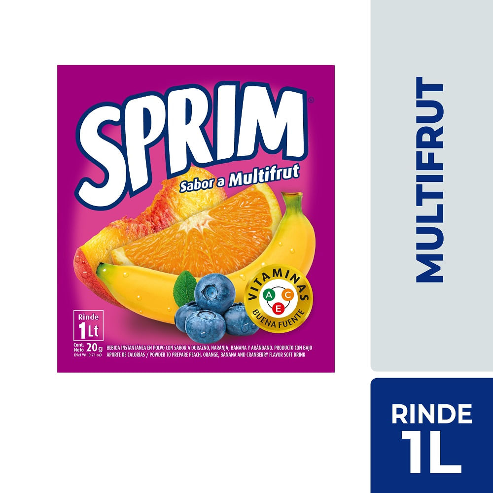 Jugo en polvo Sprim multifrut rinde 1 L