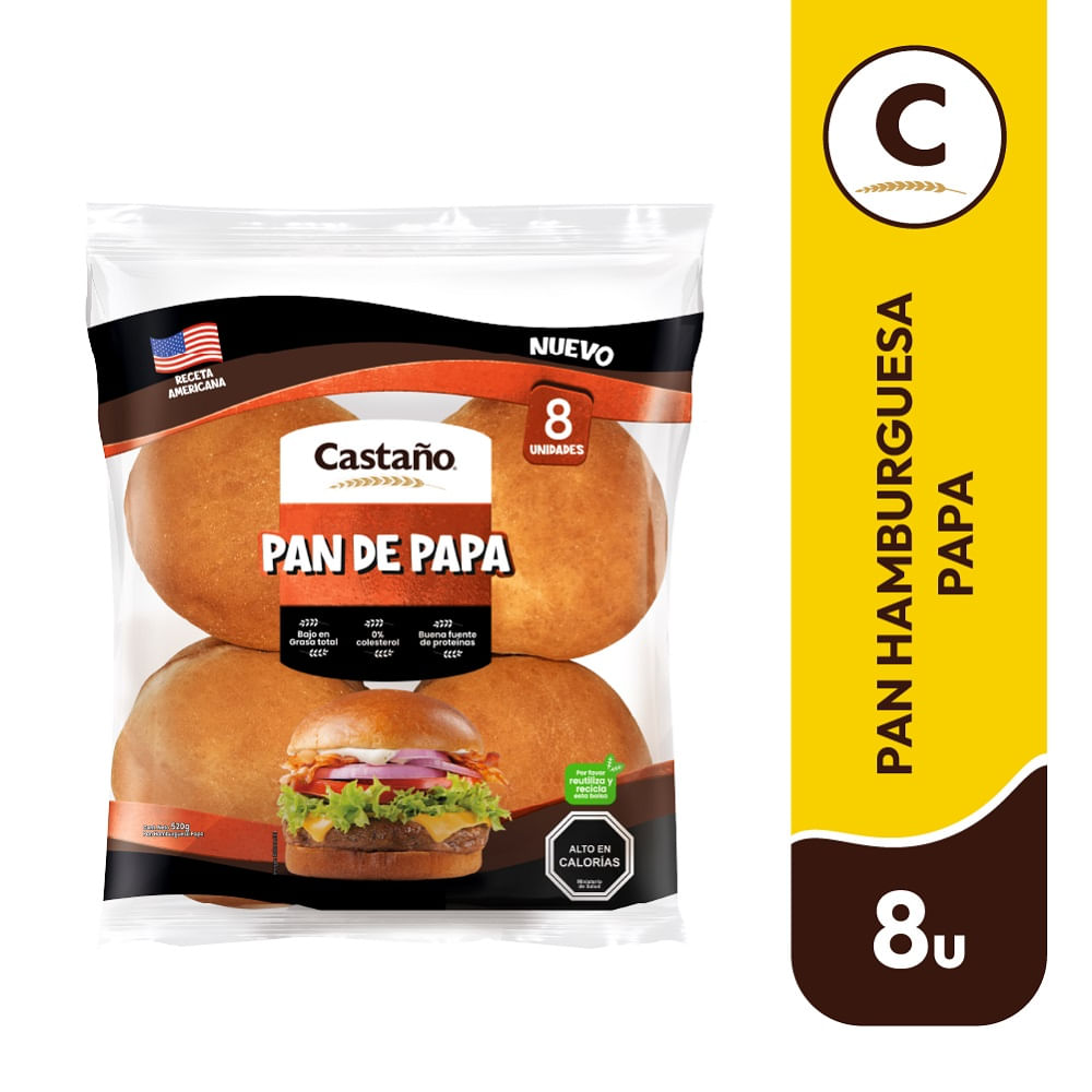 Pan de papa hamburguesa Castaño 520 g