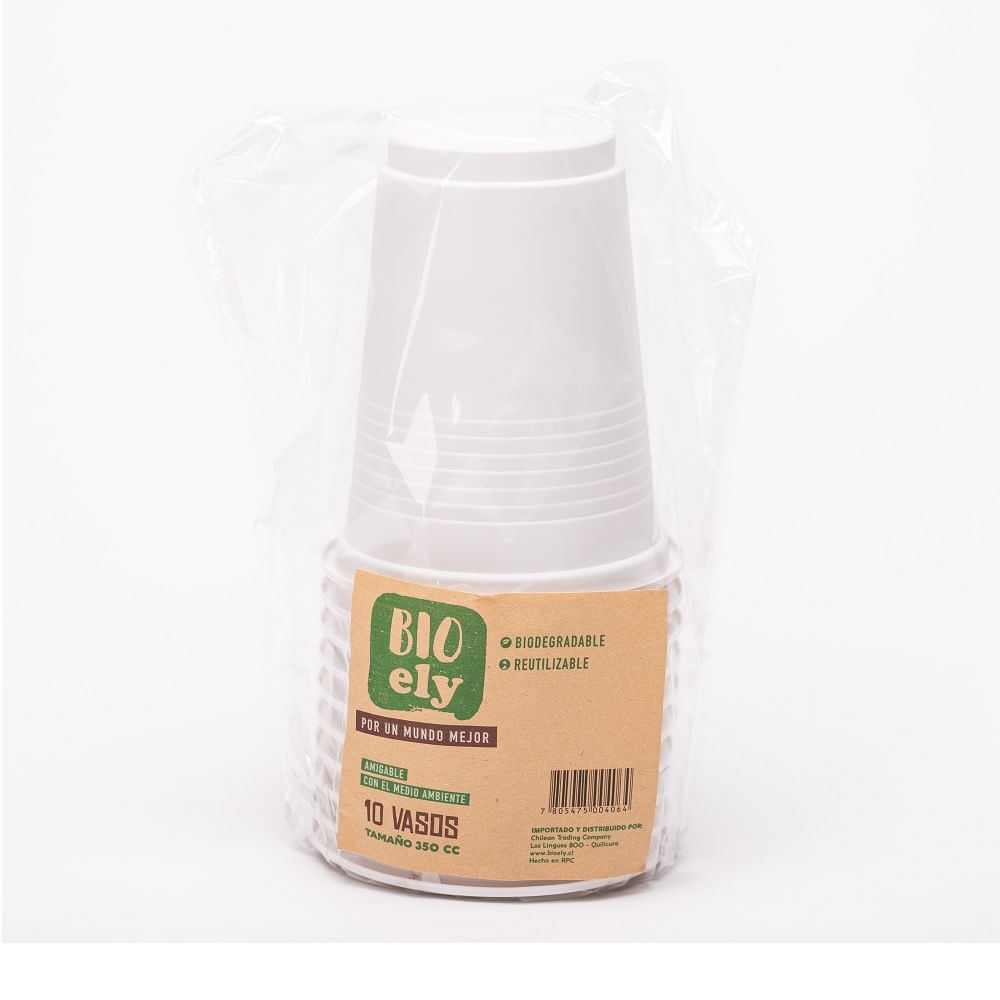 Vaso plástico Bio Ely blanco 10 un de 350 cc