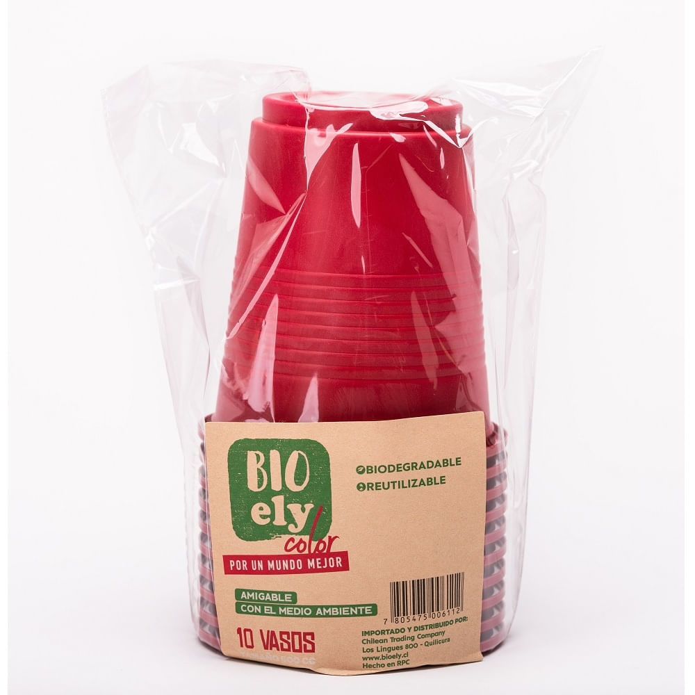 Vaso plástico Bio Ely rojo 10 un de 500 cc