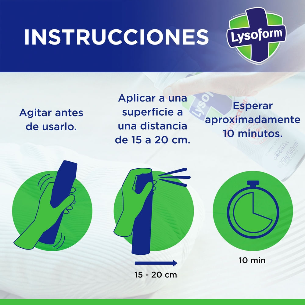 Desinfectante de ambientes y elimina olores Lysoform original aerosol 285 ml