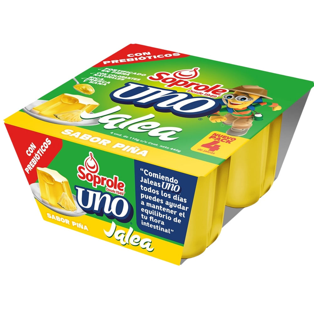 Jalea Uno Soprole sabor piña 4 un de 110 g Jalea Uno Soprole sabor piña 4 un de 110 g
