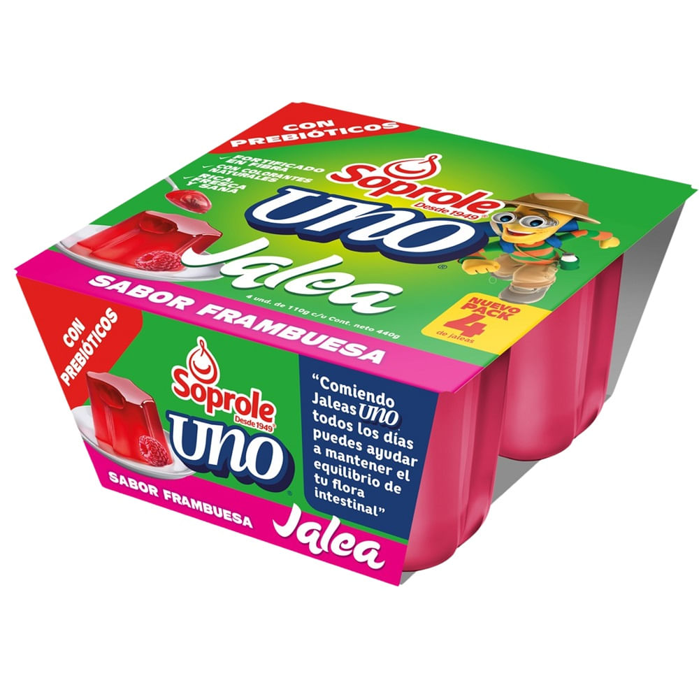 Jalea Uno Soprole sabor frambuesa 4 un de 110 g Jalea Uno Soprole sabor frambuesa 4 un de 110 g