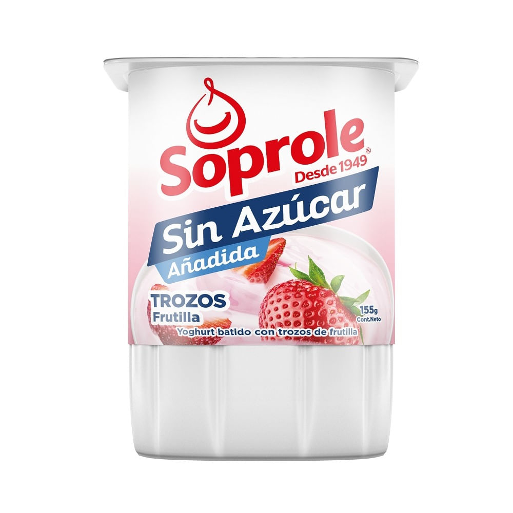 Yoghurt Soprole sin azúcar trozos frutilla 155 g Yoghurt Soprole sin azúcar trozos frutilla 155 g