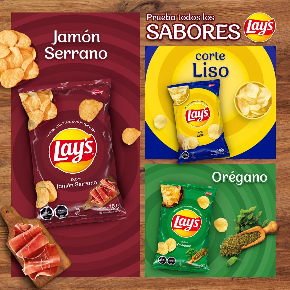 Papas fritas Lays sabor jamón serrano 180 g Papas fritas Lays sabor jamón serrano 180 g