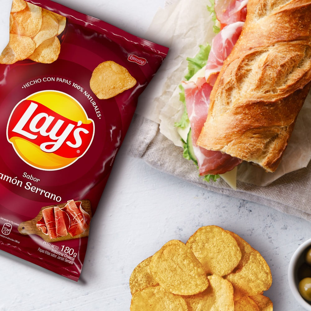 Papas fritas Lays sabor jamón serrano 180 g Papas fritas Lays sabor jamón serrano 180 g