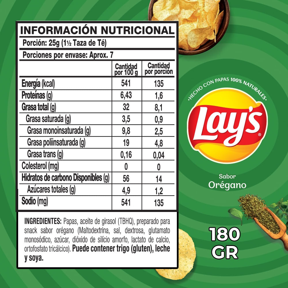 Papas fritas Lay's sabor orégano 180 g Papas fritas Lay's sabor orégano 180 g