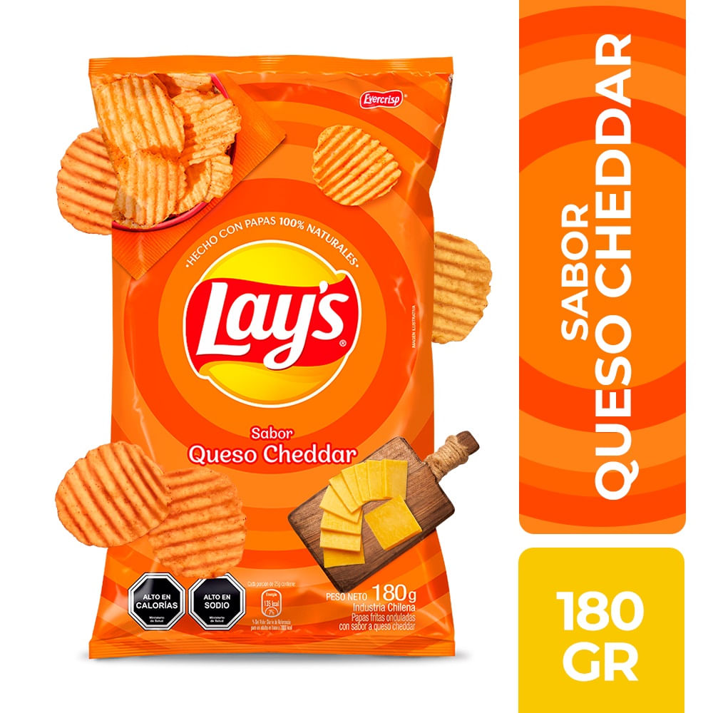 Papas fritas sabor queso cheddar Lays 180 G Papas fritas sabor queso cheddar Lays 180 G