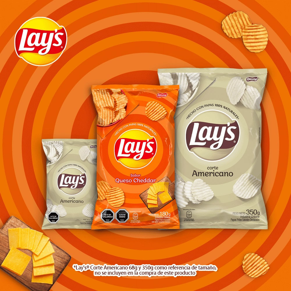 Papas fritas sabor queso cheddar Lays 180 G Papas fritas sabor queso cheddar Lays 180 G