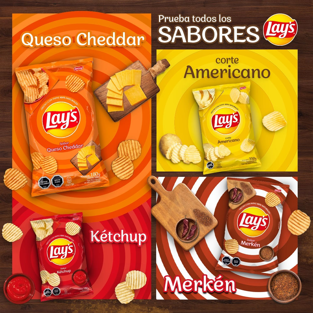Papas fritas sabor queso cheddar Lays 180 G Papas fritas sabor queso cheddar Lays 180 G