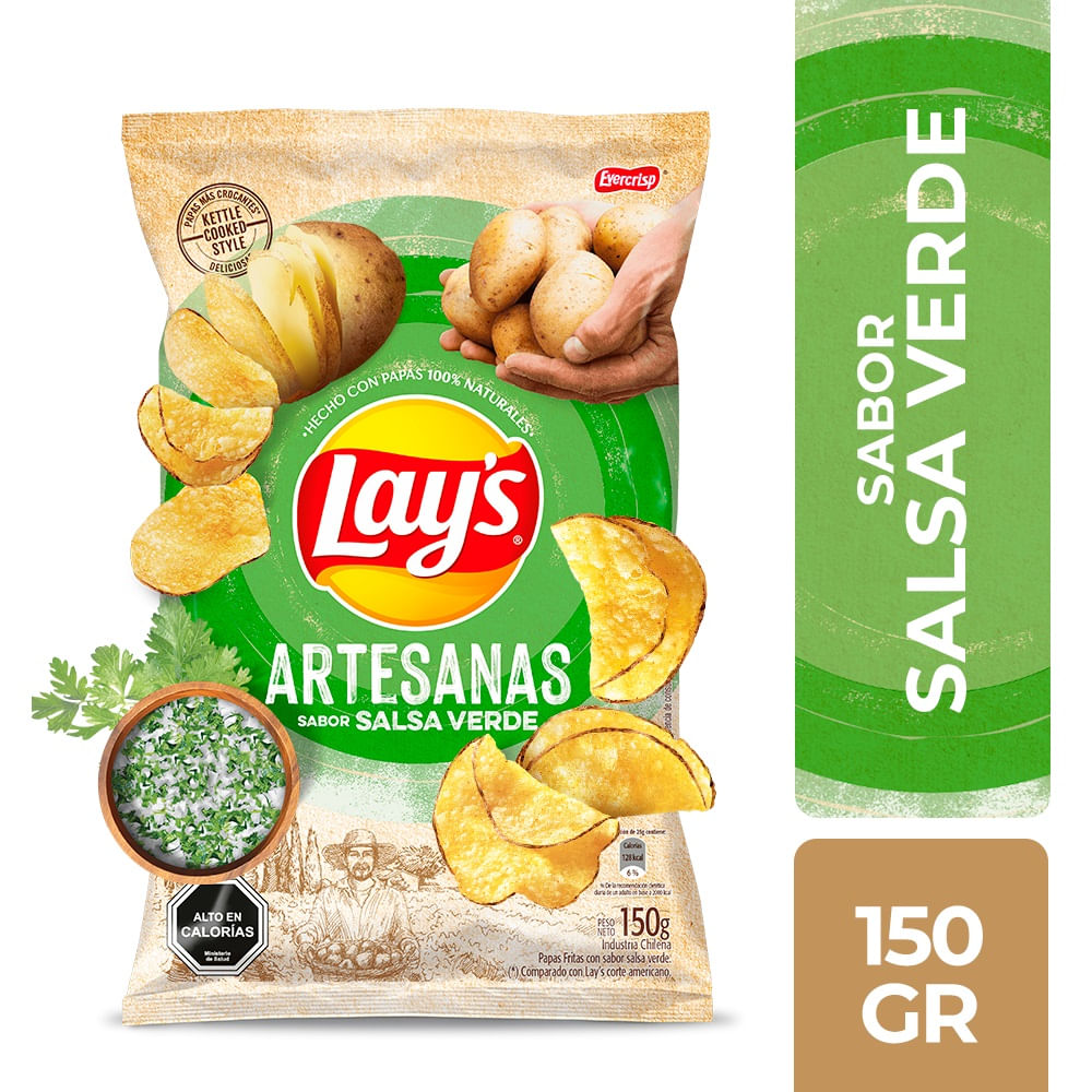 Papas fritas Lay's artesanas salsa verde 150 g Papas fritas Lay's artesanas salsa verde 150 g