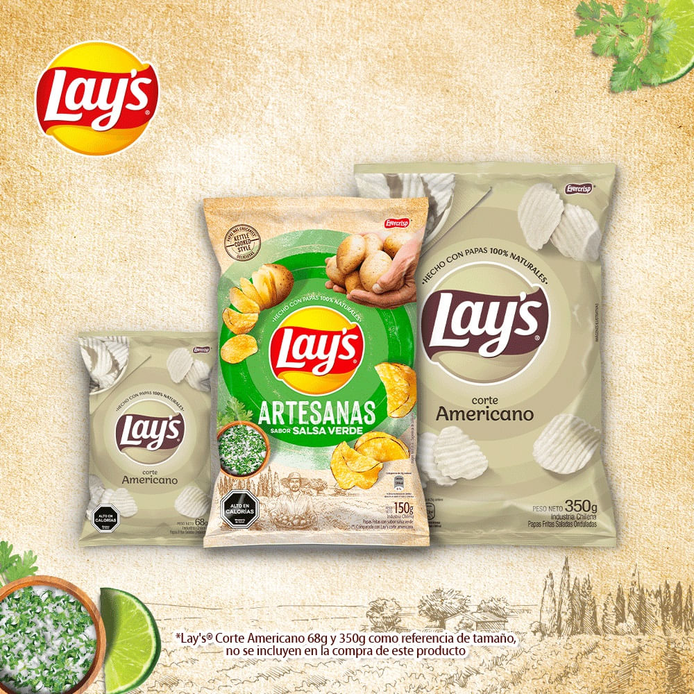 Papas fritas Lay's artesanas salsa verde 150 g Papas fritas Lay's artesanas salsa verde 150 g