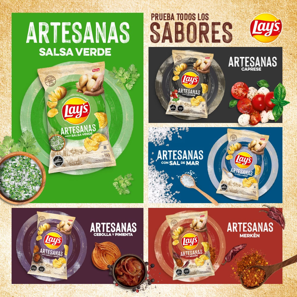 Papas fritas Lay's artesanas salsa verde 150 g Papas fritas Lay's artesanas salsa verde 150 g