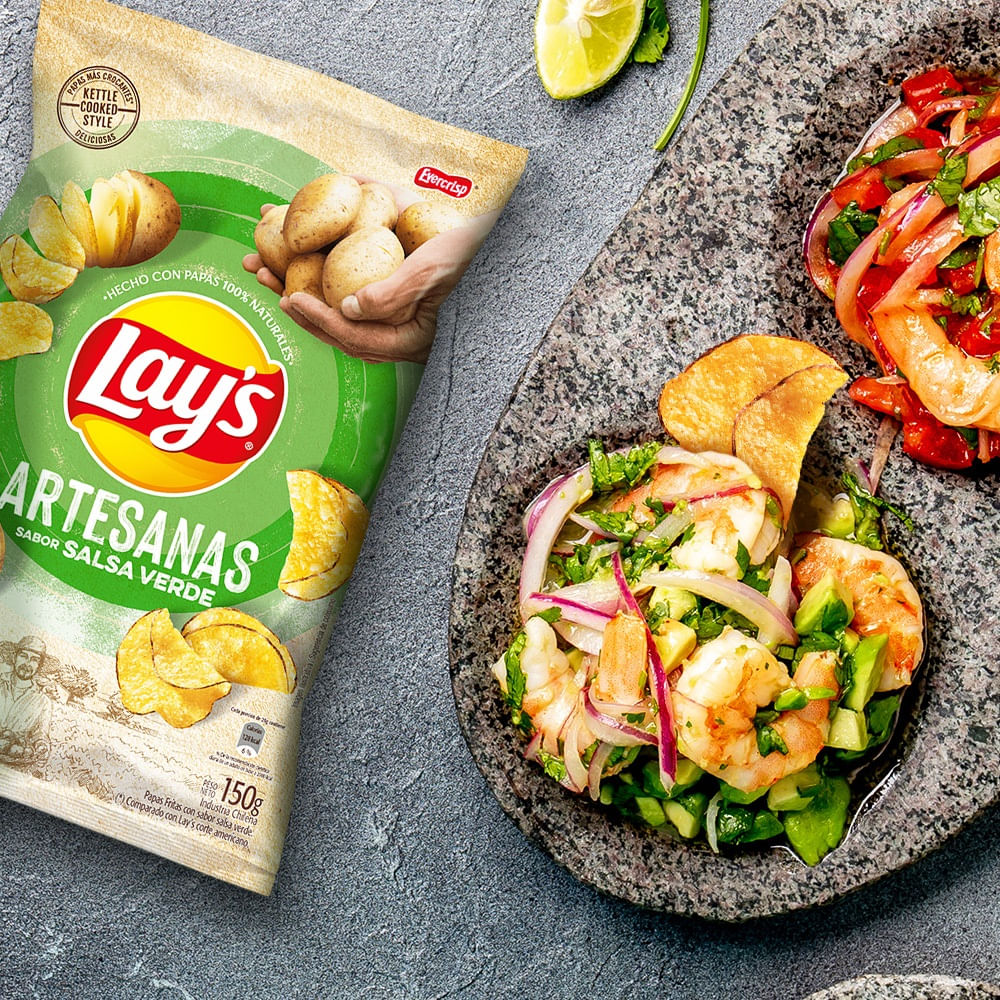 Papas fritas Lay's artesanas salsa verde 150 g Papas fritas Lay's artesanas salsa verde 150 g