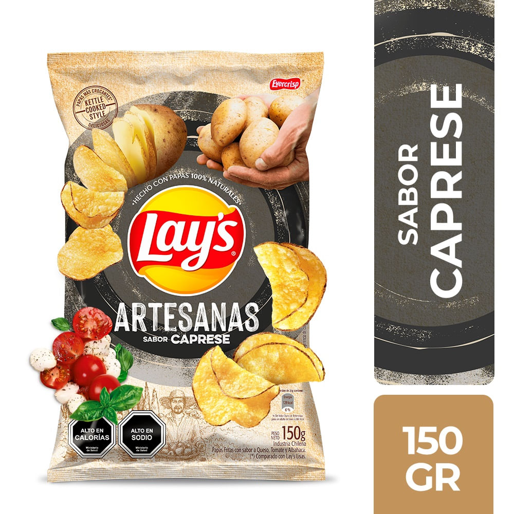 Papas fritas Lays artesanas caprese 150 g Papas fritas Lays artesanas caprese 150 g