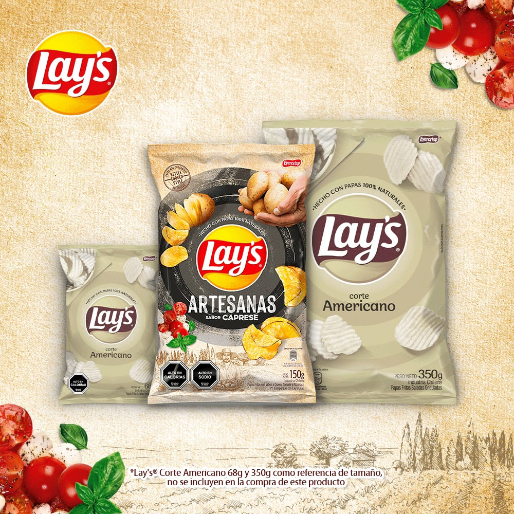 Papas fritas Lays artesanas caprese 150 g Papas fritas Lays artesanas caprese 150 g