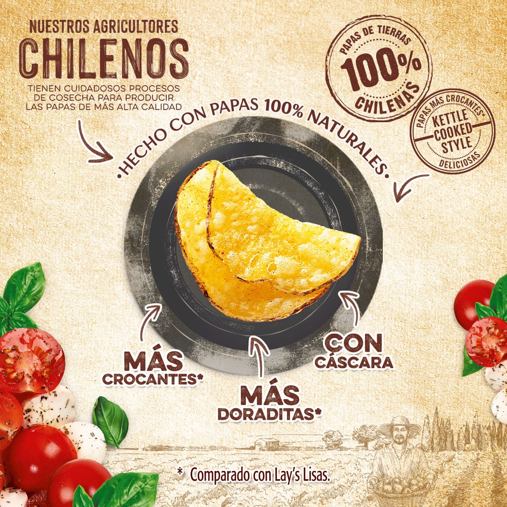 Papas fritas Lays artesanas caprese 150 g Papas fritas Lays artesanas caprese 150 g