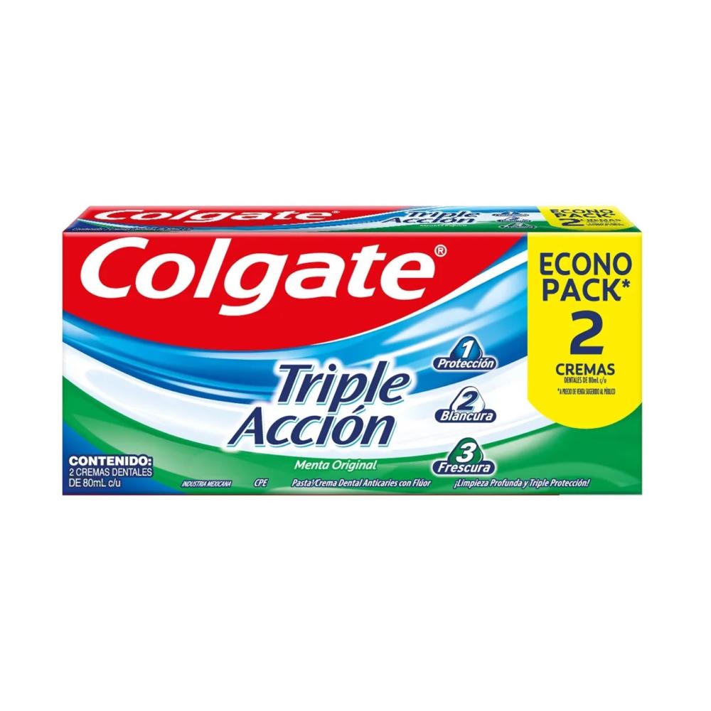 Pasta dental Colgate triple acción 2 un de 80 ml Pasta dental Colgate triple acción 2 un de 80 ml