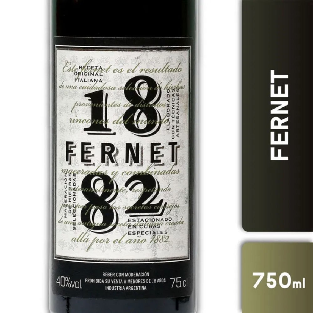 Licor fernet 1882 botella 750 cc