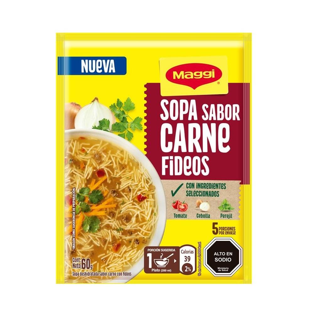Sopa Maggi carne fideos sobre 60 g
