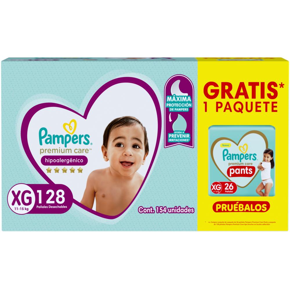 Pañal Pampers premium care XG 128 un + pañal pants XG 26 un