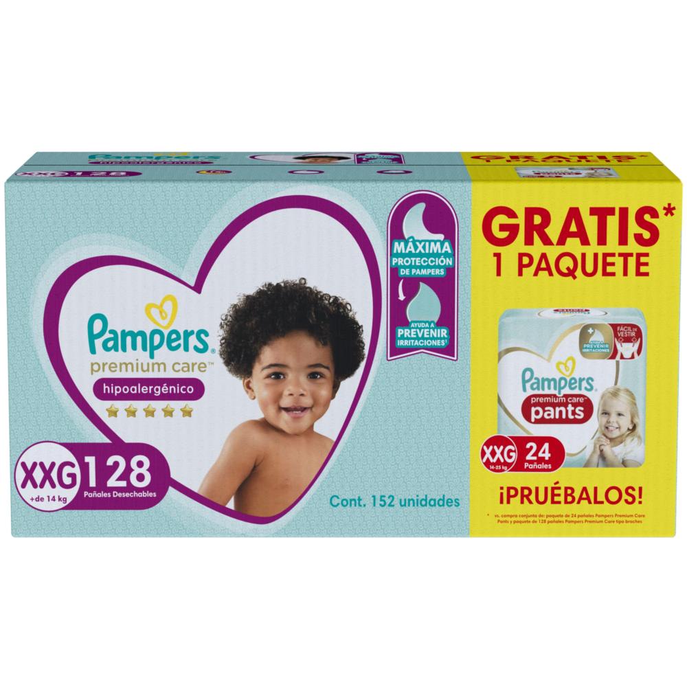Pañal Pampers premium care XXG 128 un + pañal pants XXG 24 un