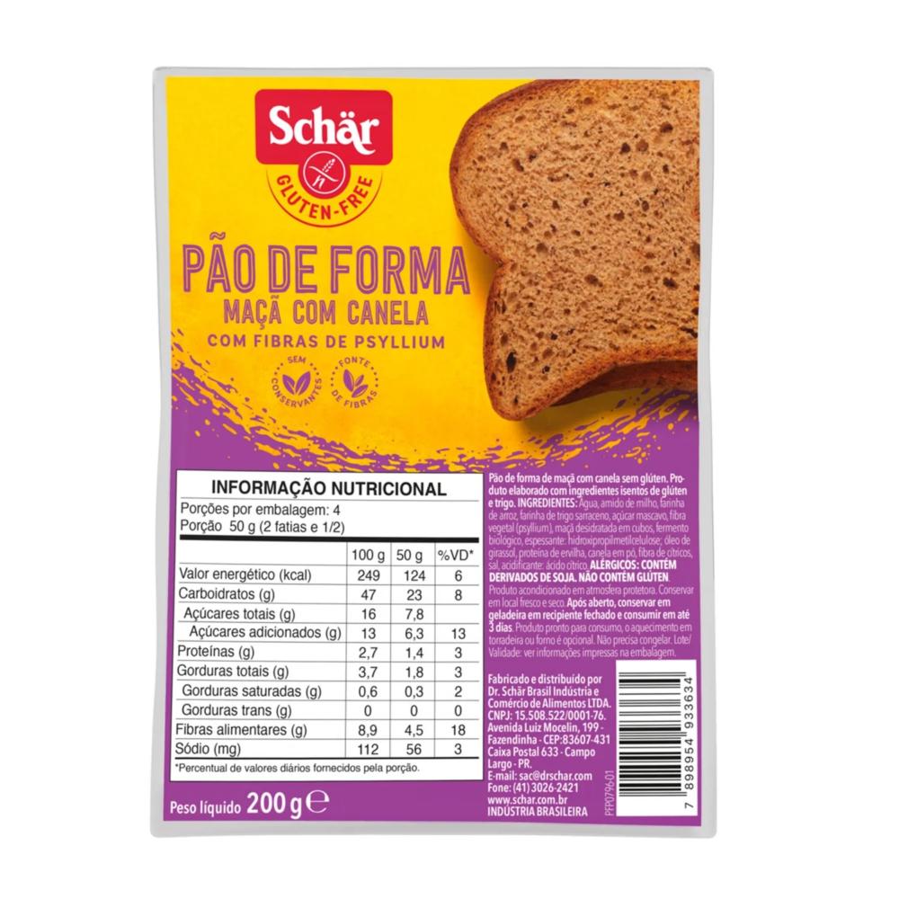 Pan de molde Schar manzana y canela 200 g Pan de molde Schar manzana y canela 200 g