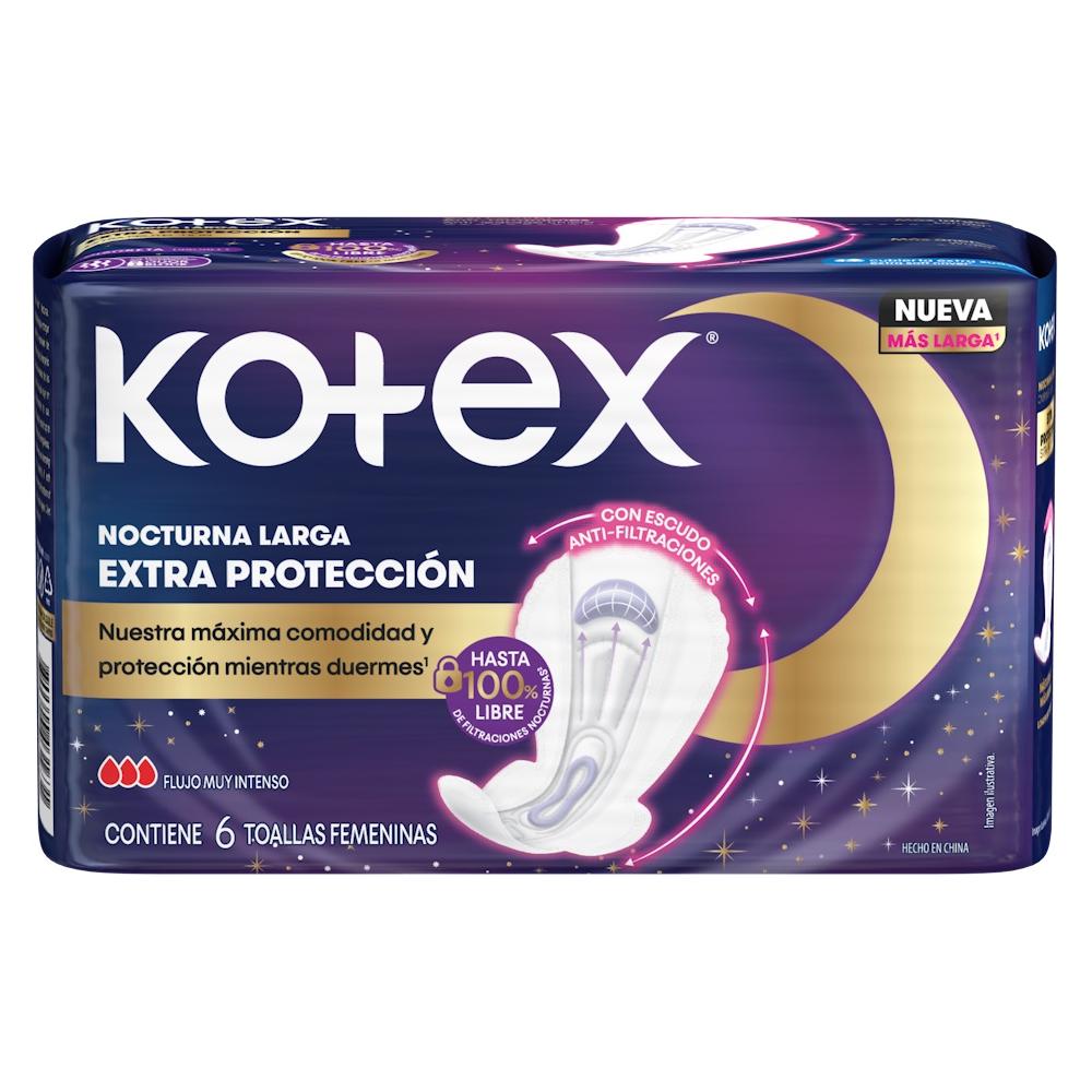 Toalla higiénica Kotex nocturna larga extra protección 6 un Toalla higiénica Kotex nocturna larga extra protección 6 un
