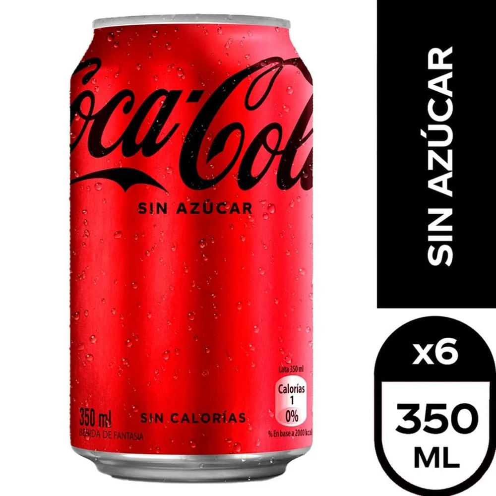 Pack Bebida Coca Cola zero lata 6 un de 350 ml Pack Bebida Coca Cola zero lata 6 un de 350 ml