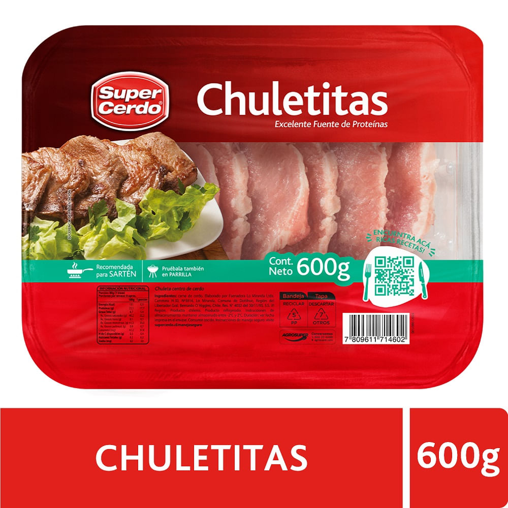 Chuletitas Super Cerdo bandeja 600 g