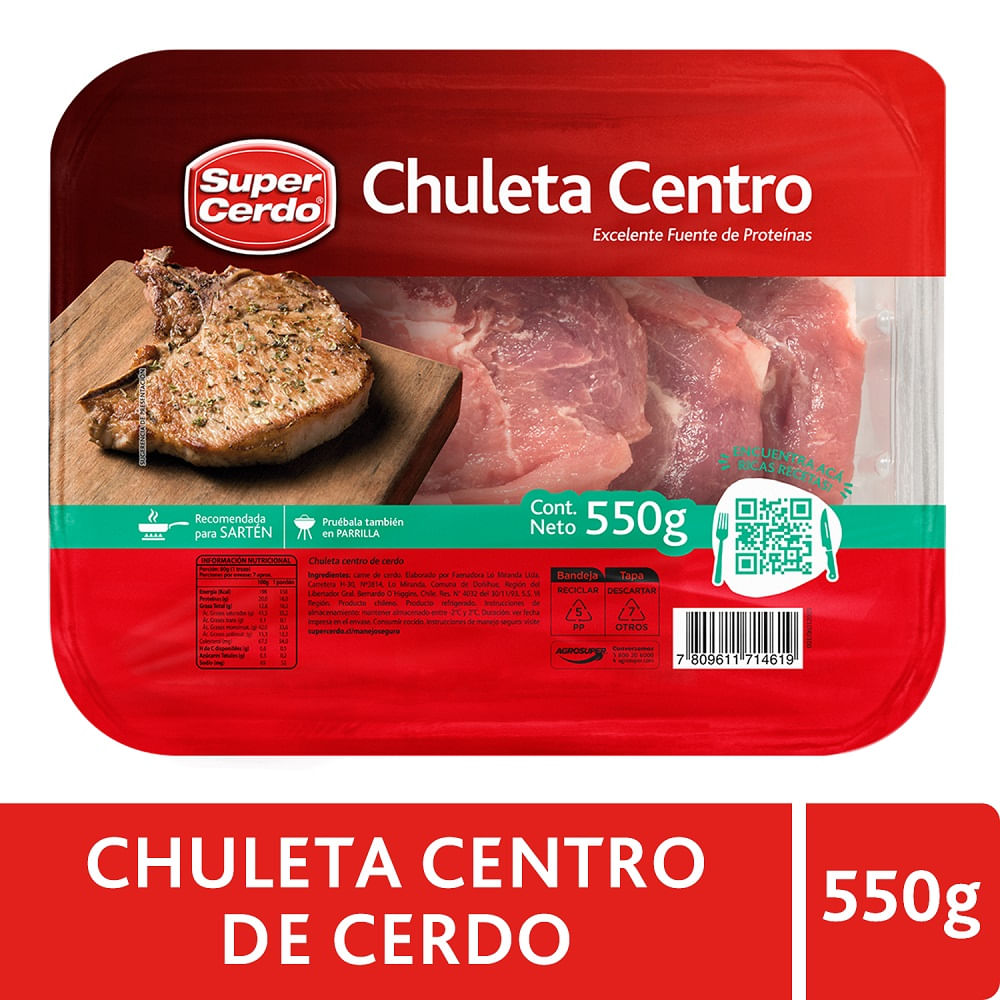 Chuleta centro de cerdo Super Cerdo bandeja 550 g