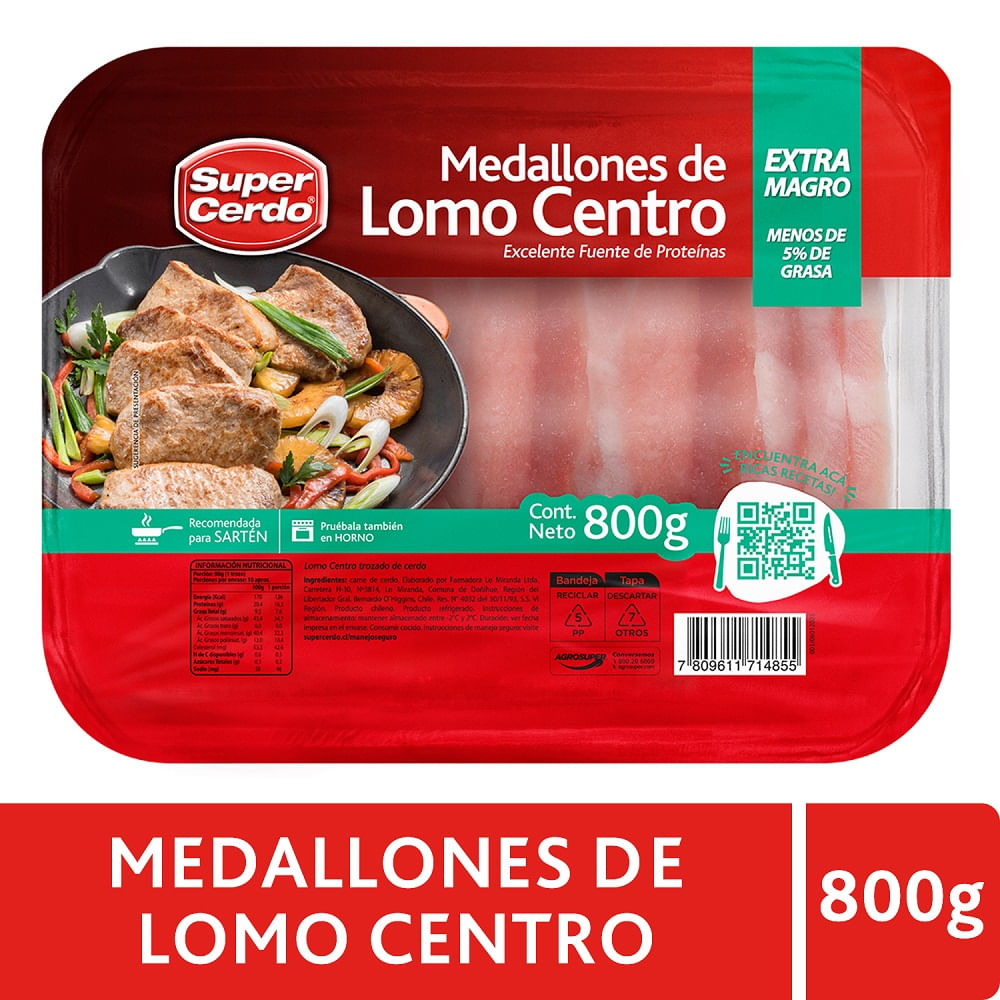 Medallón lomo centro de cerdo Super Cerdo bandeja 800 g Medallón lomo centro de cerdo Super Cerdo bandeja 800 g