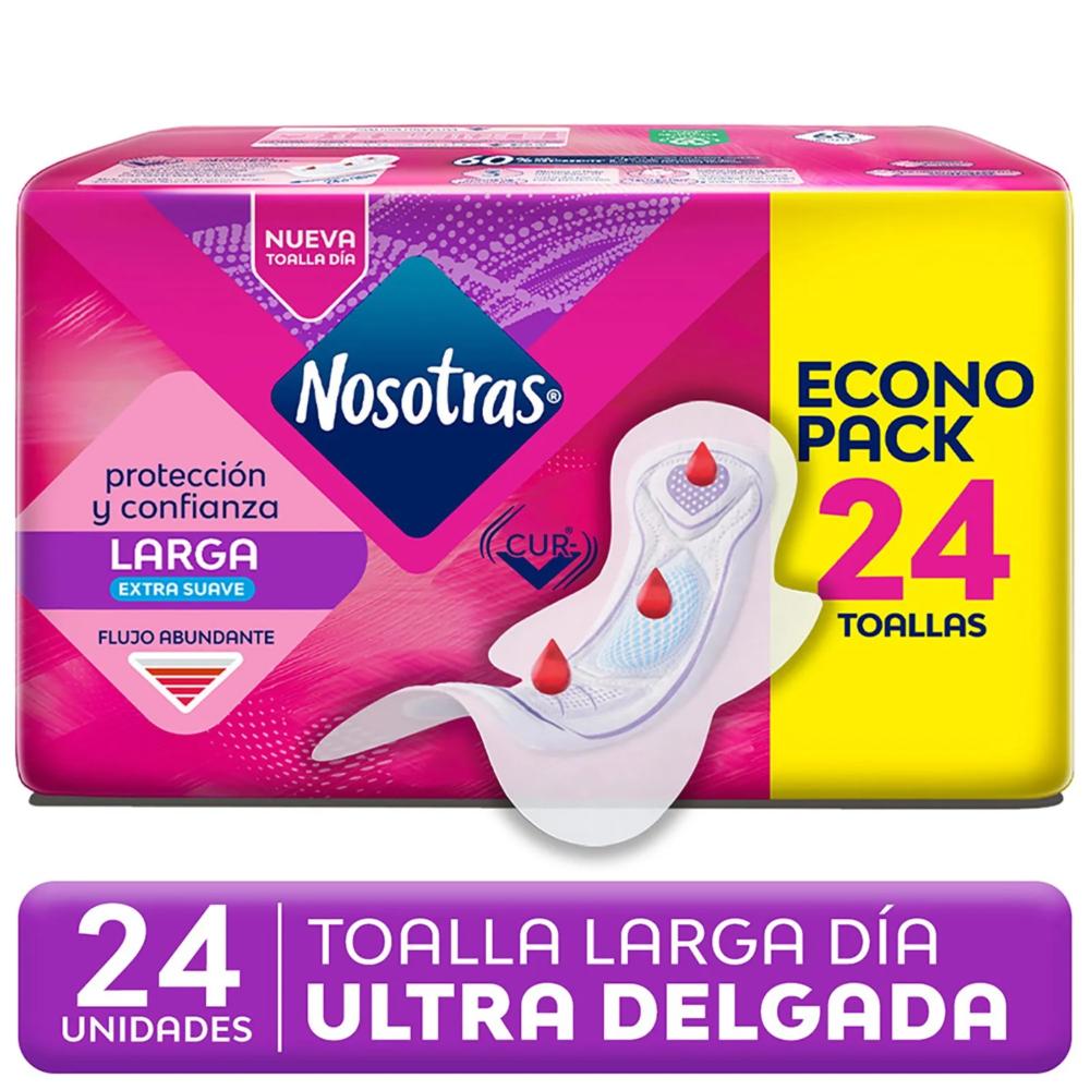 Toalla higiénica Nosotras larga extra suave 24 un Toalla higiénica Nosotras larga extra suave 24 un