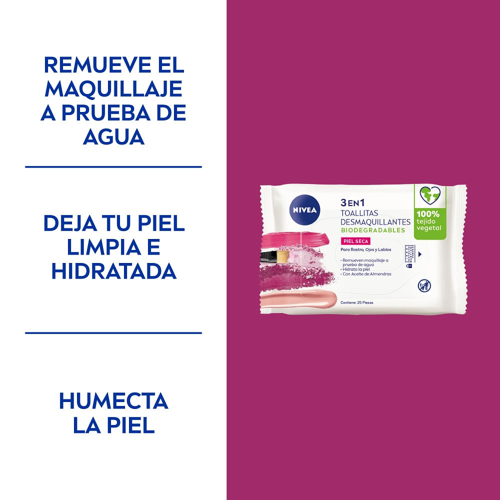 Toallitas desmaquillantes Nivea suaves piel seca 25 un Toallitas desmaquillantes Nivea suaves piel seca 25 un