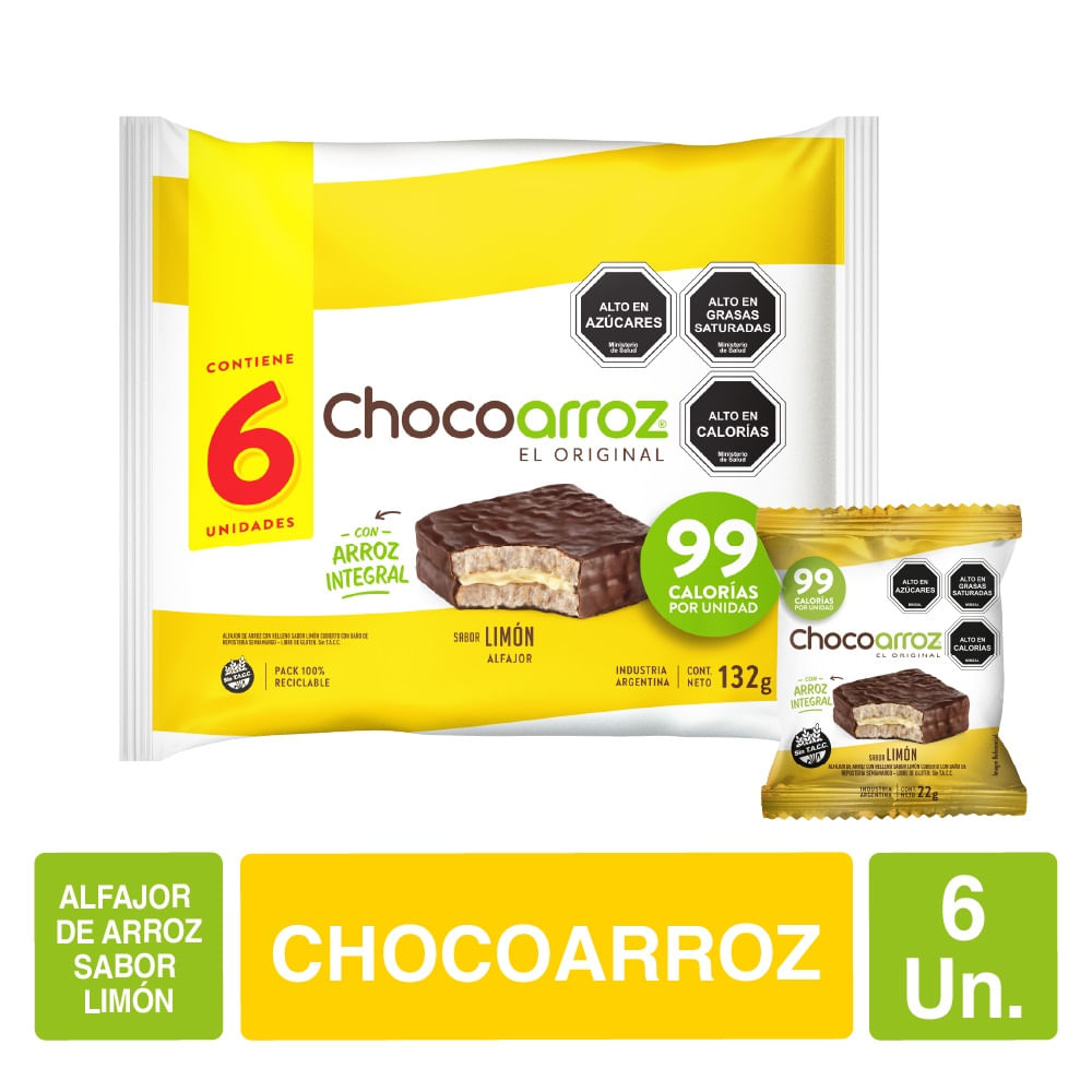 Alfajor Chocoarroz sabor limón 6 un Alfajor Chocoarroz sabor limón 6 un