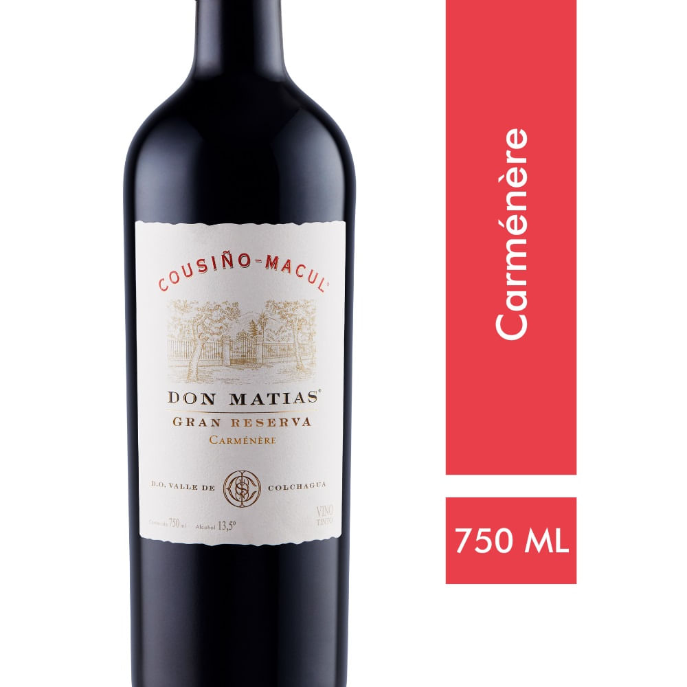 Vino carmenere cousino macul don matias gran reserva botella 750ml
