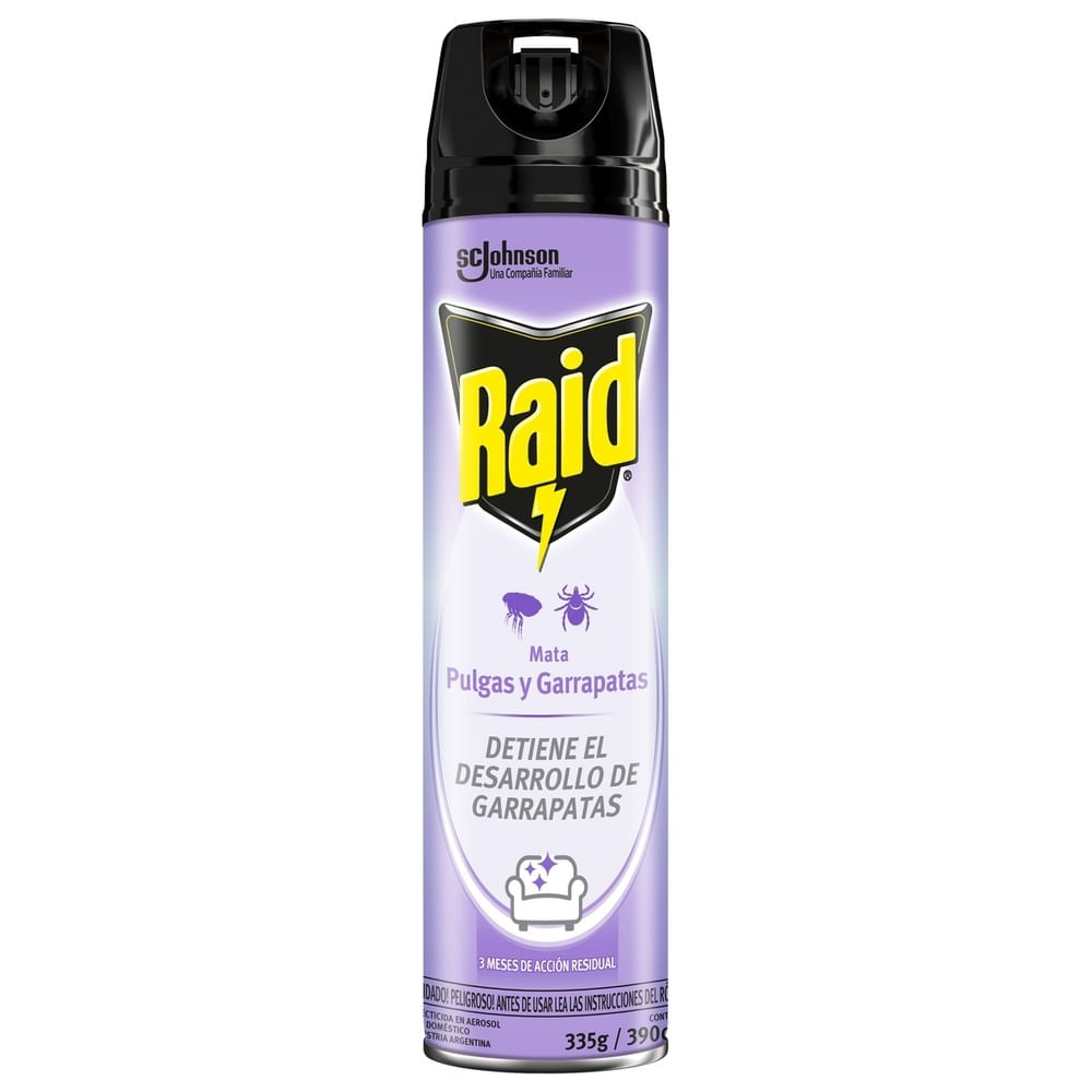 Insecticida Raid mata pulgas y garrapatas aerosol 390 cc Insecticida Raid mata pulgas y garrapatas aerosol 390 cc